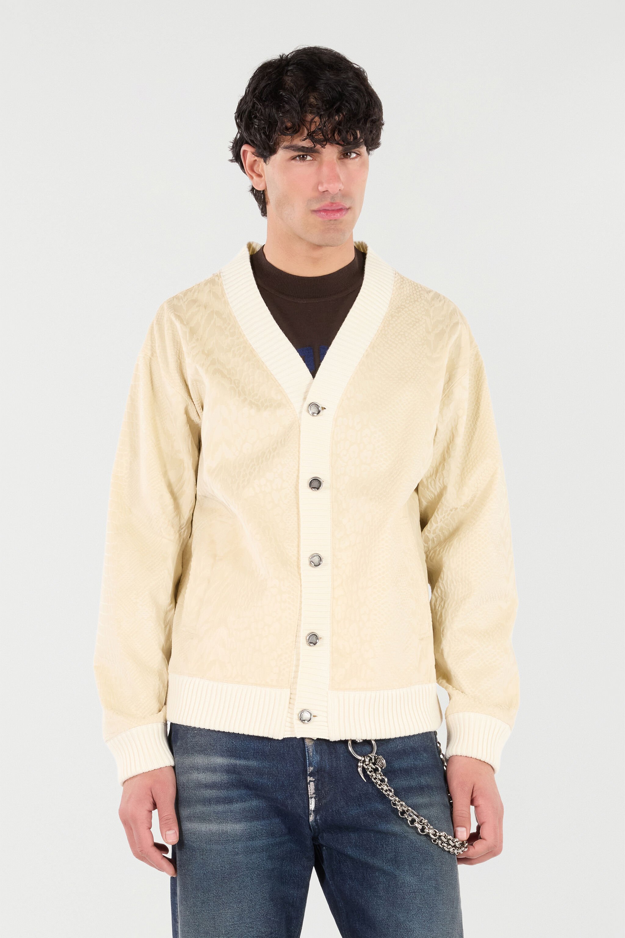 RC Sweat-Shirt Style Cardigan À Imprimé Python Marron clair URT66Y-CJ007