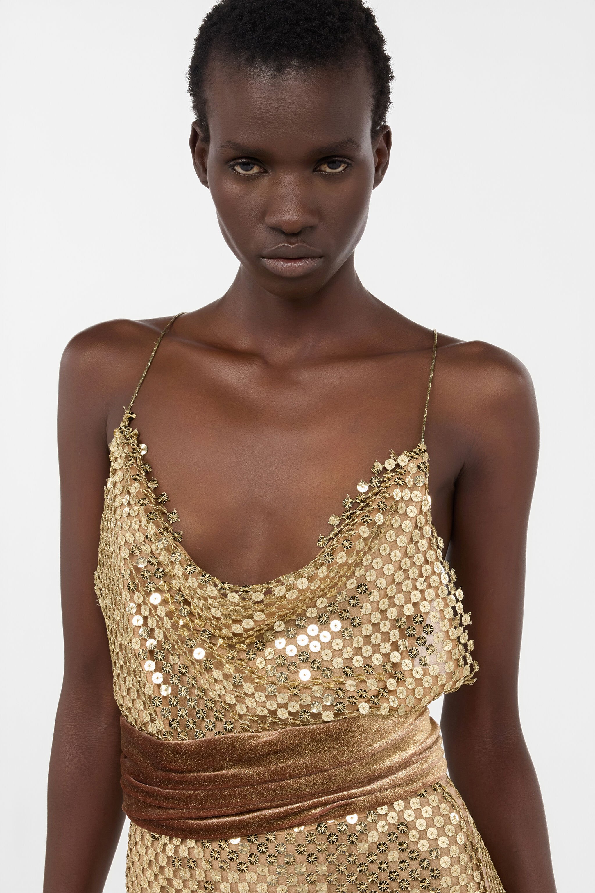 RC Abito Extralungo Dorato Con Paillettes GOLD WWT126-TR007