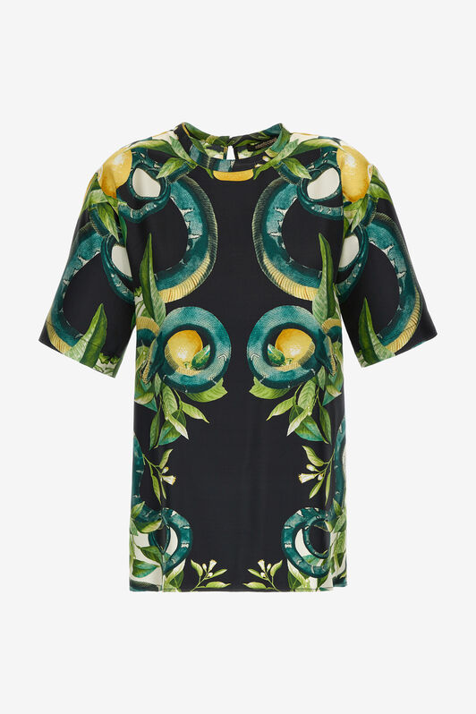 RC T-shirt con stampa Limoni e Snake Nero SKT644-4QL30
