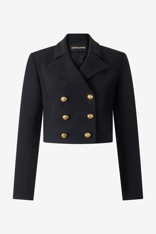 RC Cropped Double-Breasted Jacket Negro VQT403-KU013