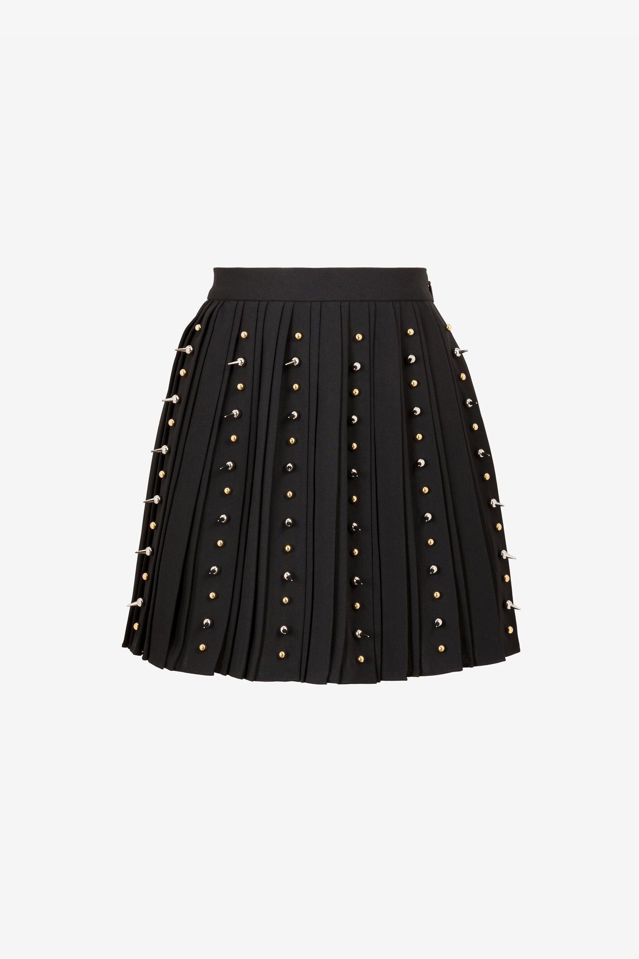 RC Spike stud-embellished pleated miniskirt Black QKR332-FY012