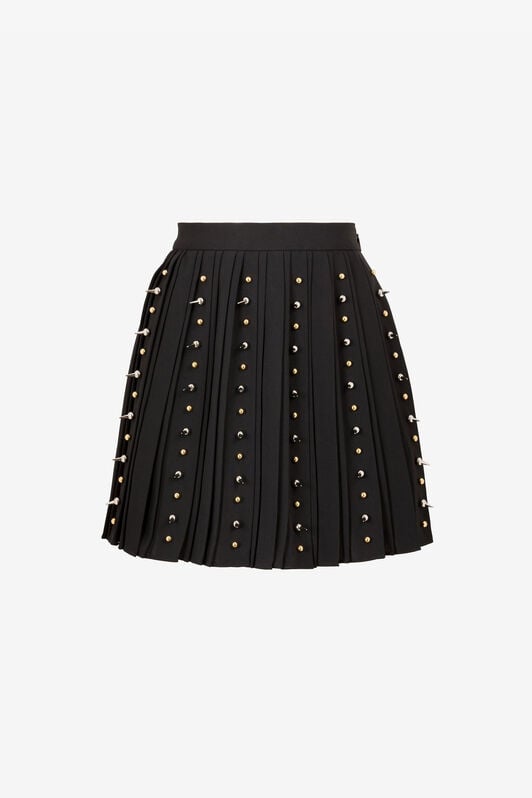 RC Spike stud-embellished pleated miniskirt RC Spike stud-embellished pleated miniskirt Black QKR332-FY012