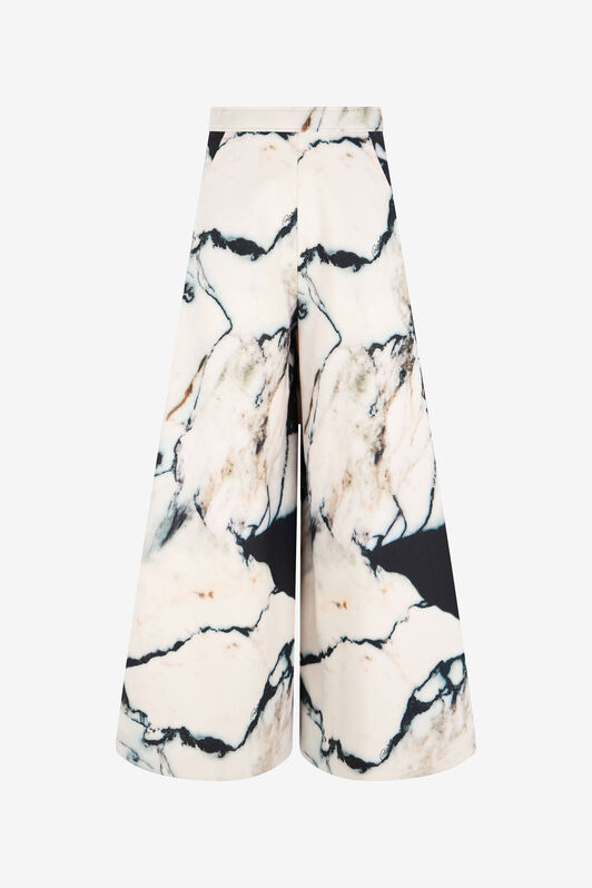 RC Loose flare trousers with Marble print Black/White TWT202-9MN18