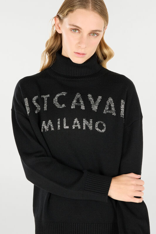 JC Sweater With High Collar And Lettering JC Sweater With High Collar And Lettering Black TFM019-TF144