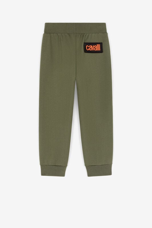 JU Logo-patch cotton trousers JU Logo-patch cotton trousers Dark green RJT227-CF050