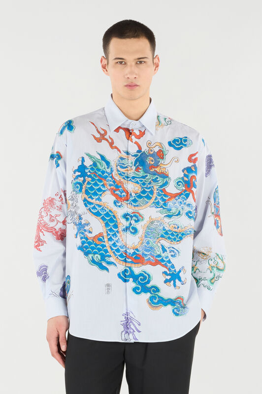 RC Shirt with Dragon, Flowers and Butterflies RC Shirt with Dragon, Flowers and Butterflies WHITE LIGHT BLUE VRT722-CH106