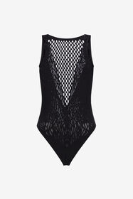 ${brand} Schwarzer Badeanzug Einteiler Mesh-Einsatz ${colorDescription} ${masterID}