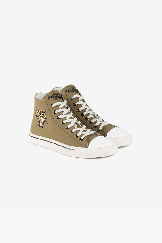 RC Embroidered-motif high-top sneakers KAKI QRS133-LG112