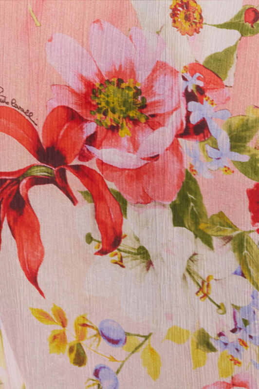 RC Chiffon Blouse with Miami Flowers Print RC Chiffon Blouse with Miami Flowers Print GREEN/FUCHSIA WQT712-CKR32