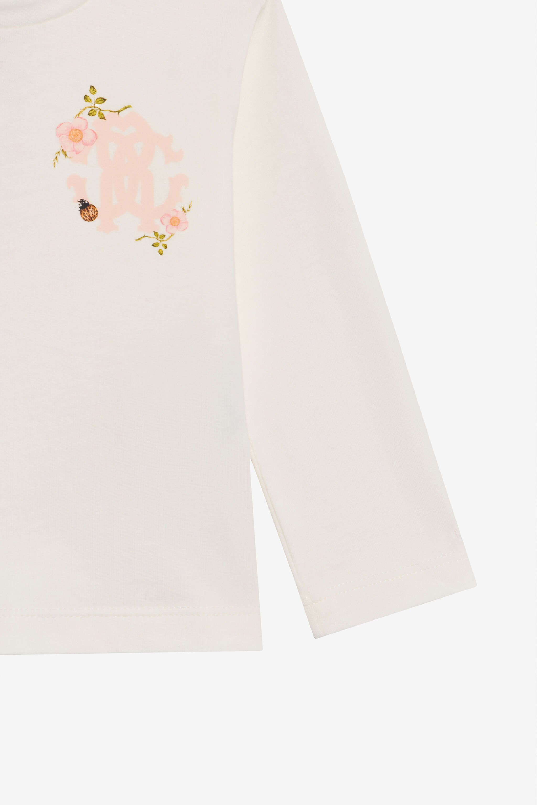 JU T-shirt Blanc en Coton avec Monogramme RC Floral MILKY WHITE TJT601-JD001