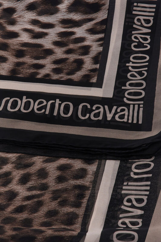 RC Roberto Cavalli shawl with Giaguaro Heritage print Dark brown SYI00G-2NL53