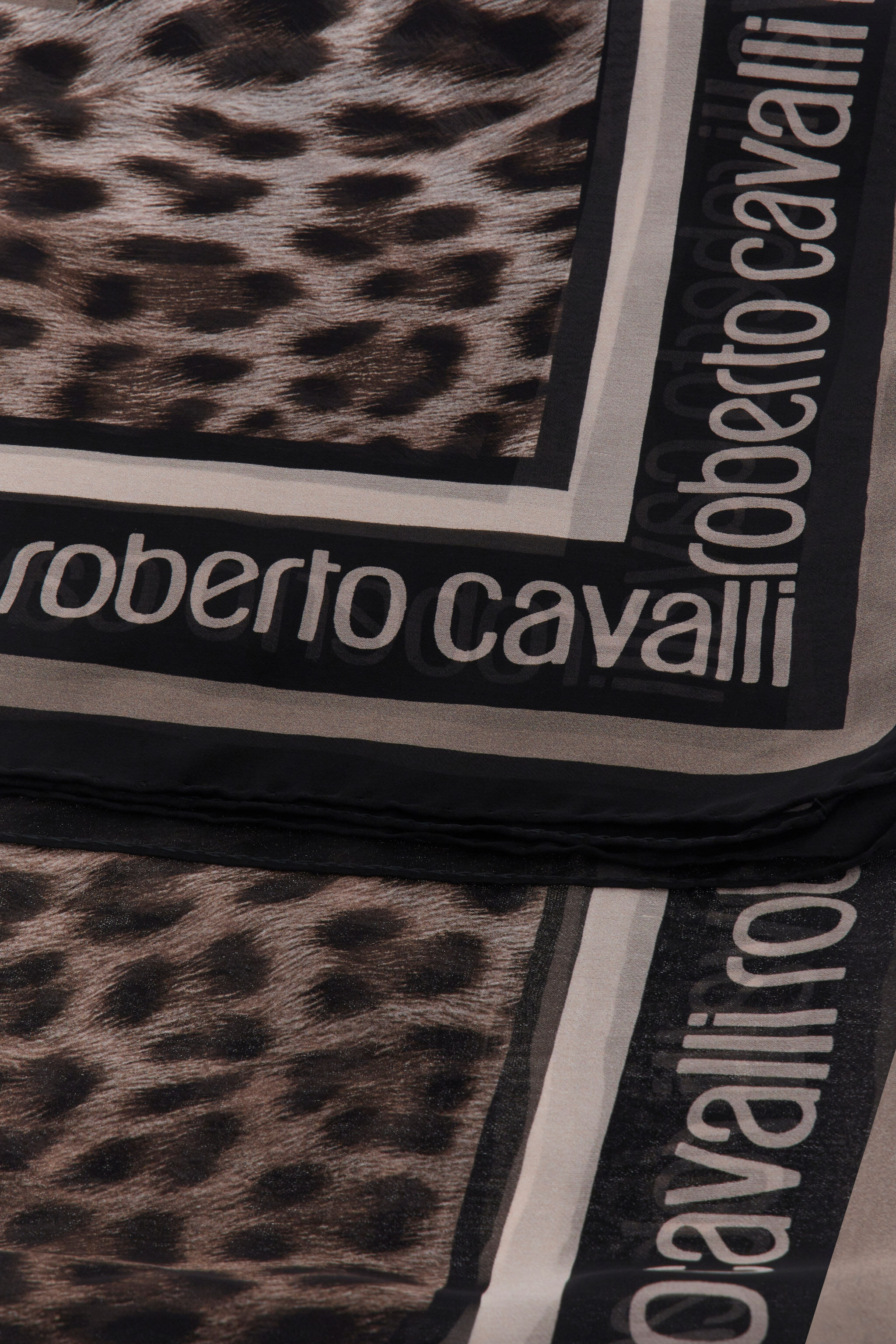 RC Roberto Cavalli shawl with Giaguaro Heritage print Dark brown SYI00G-2NL53
