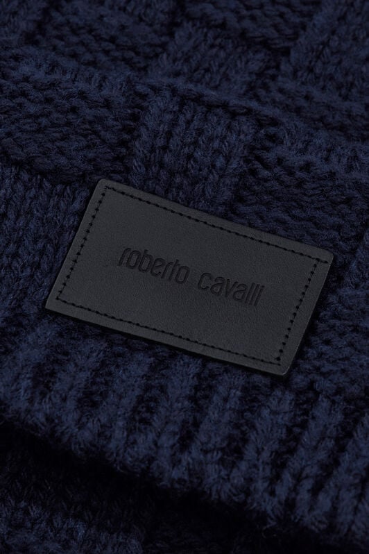 RC Alpaca Blend Scarf with Branded Tag Dark blue TALR53-IR070