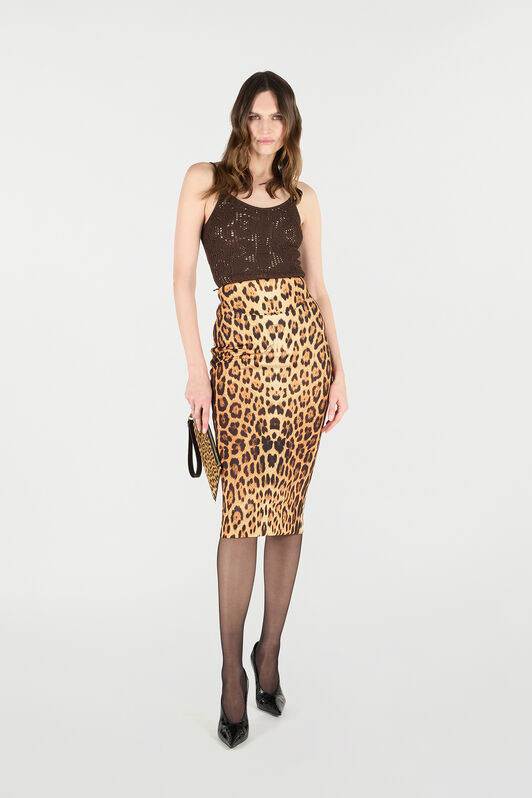 RC Pencil Skirt in Jaguar Skin Print Marrón VKT301-JMP73