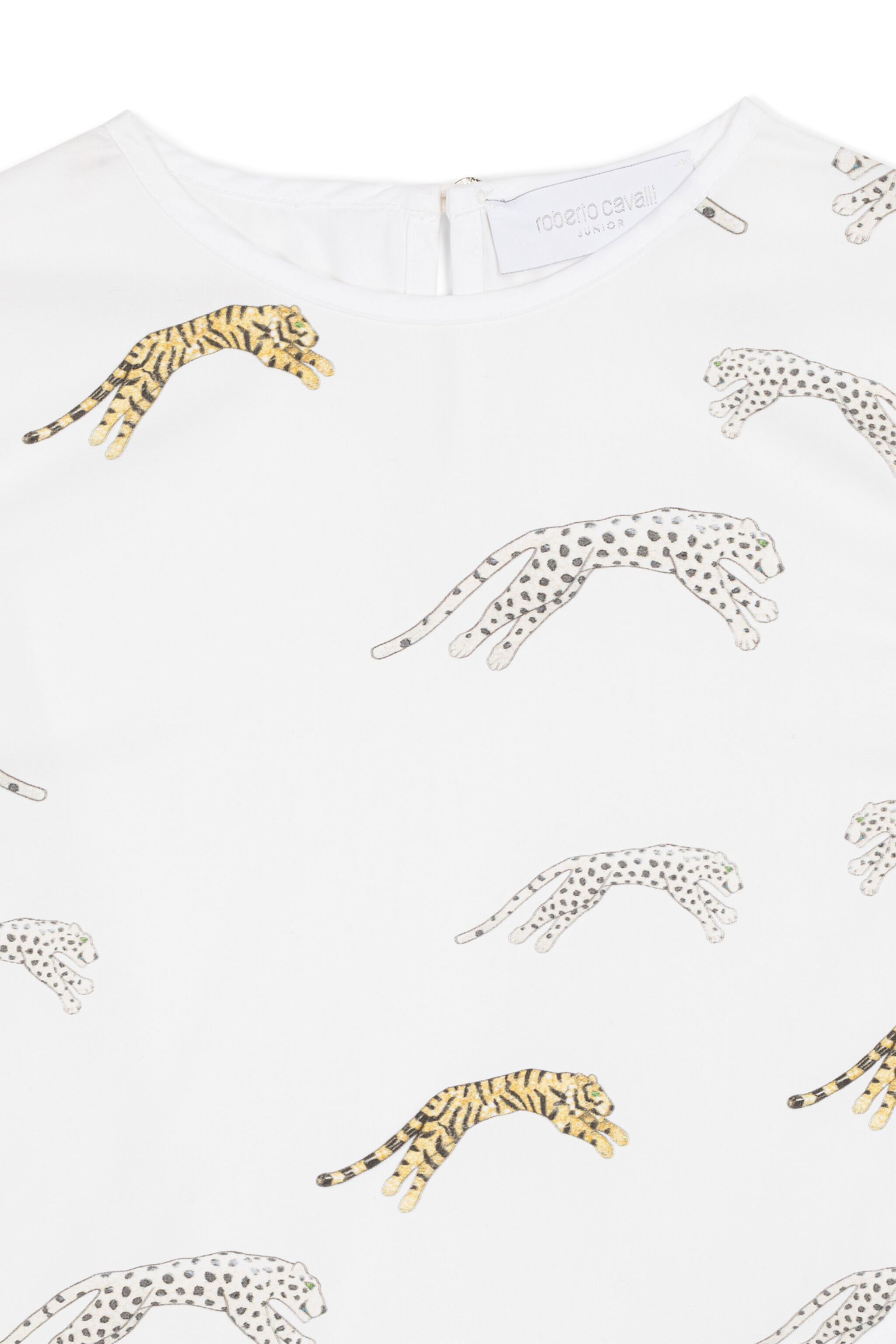 JU Tiger And Cheetah-Print Cotton T-Shirt White KJT700-QRU05