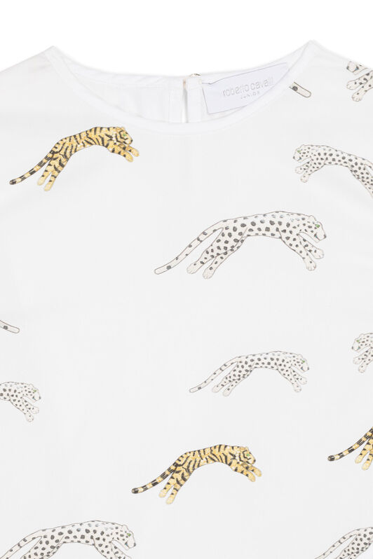 JU Tiger And Cheetah-Print Cotton T-Shirt JU Tiger And Cheetah-Print Cotton T-Shirt White KJT700-QRU05