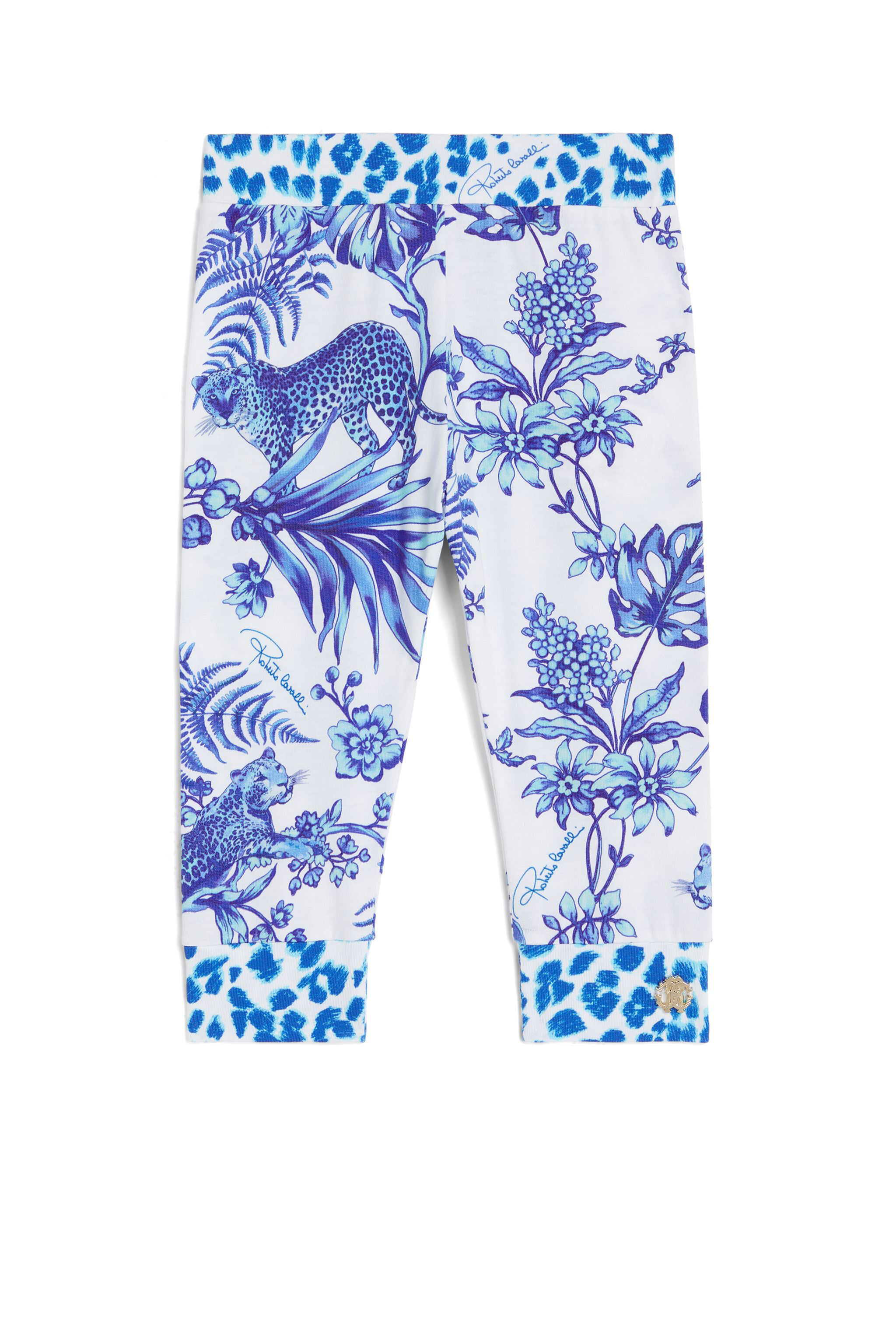 JU Floral-print leggings WHITE/BLUE MJT225-JBB67