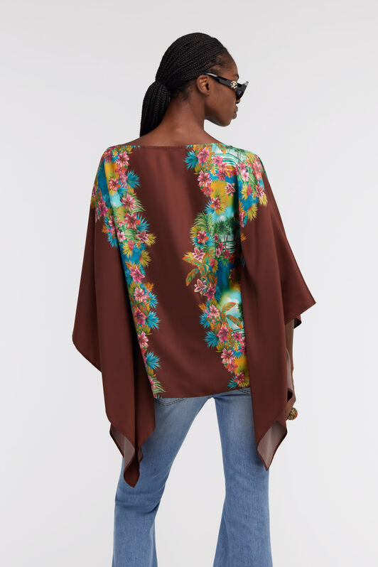 RC Kaftan with Hawaii print Dark brown/Light blue SKT725-4QL29