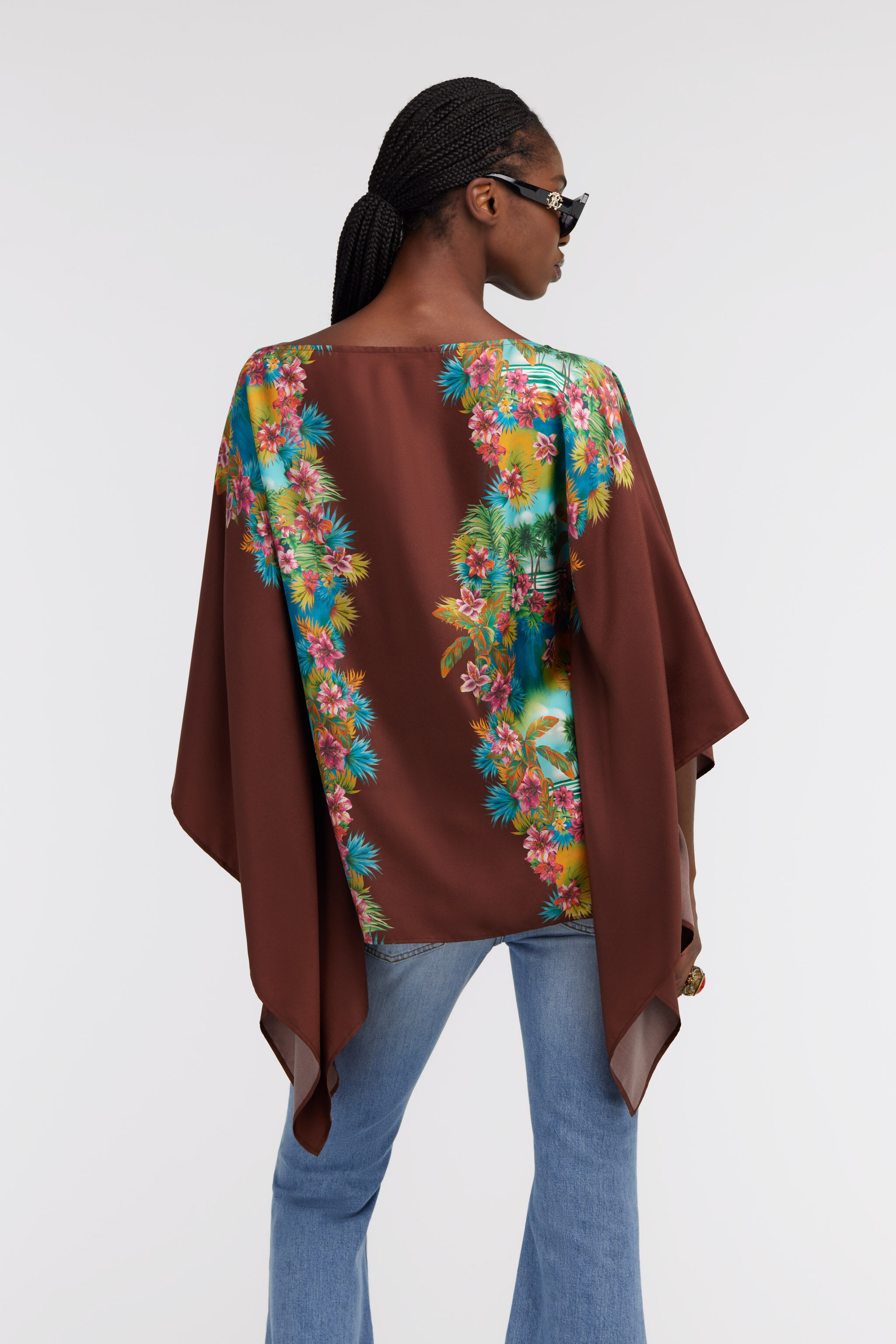 RC Kaftan with Hawaii print Dark brown/Light blue SKT725-4QL29