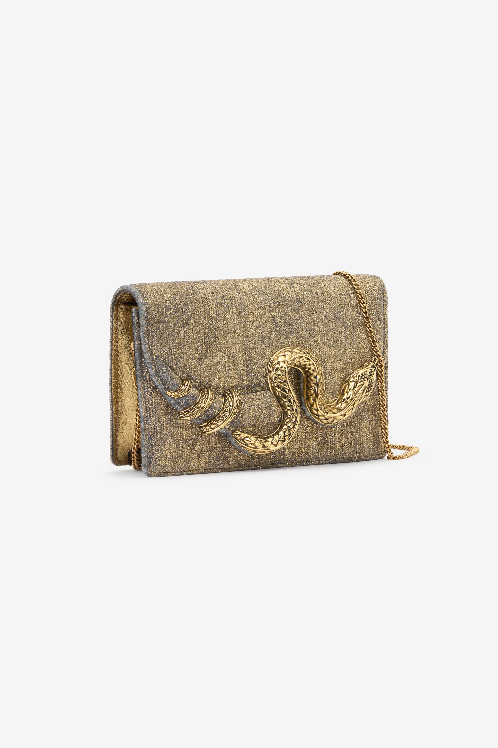 RC Golden Brushed-Effect Bag with Snake Motif GOLD WWB001-VZ010