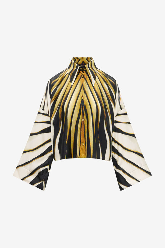 RC Ray Of Gold Print Silk Shirt Gold TKT700-4QM33