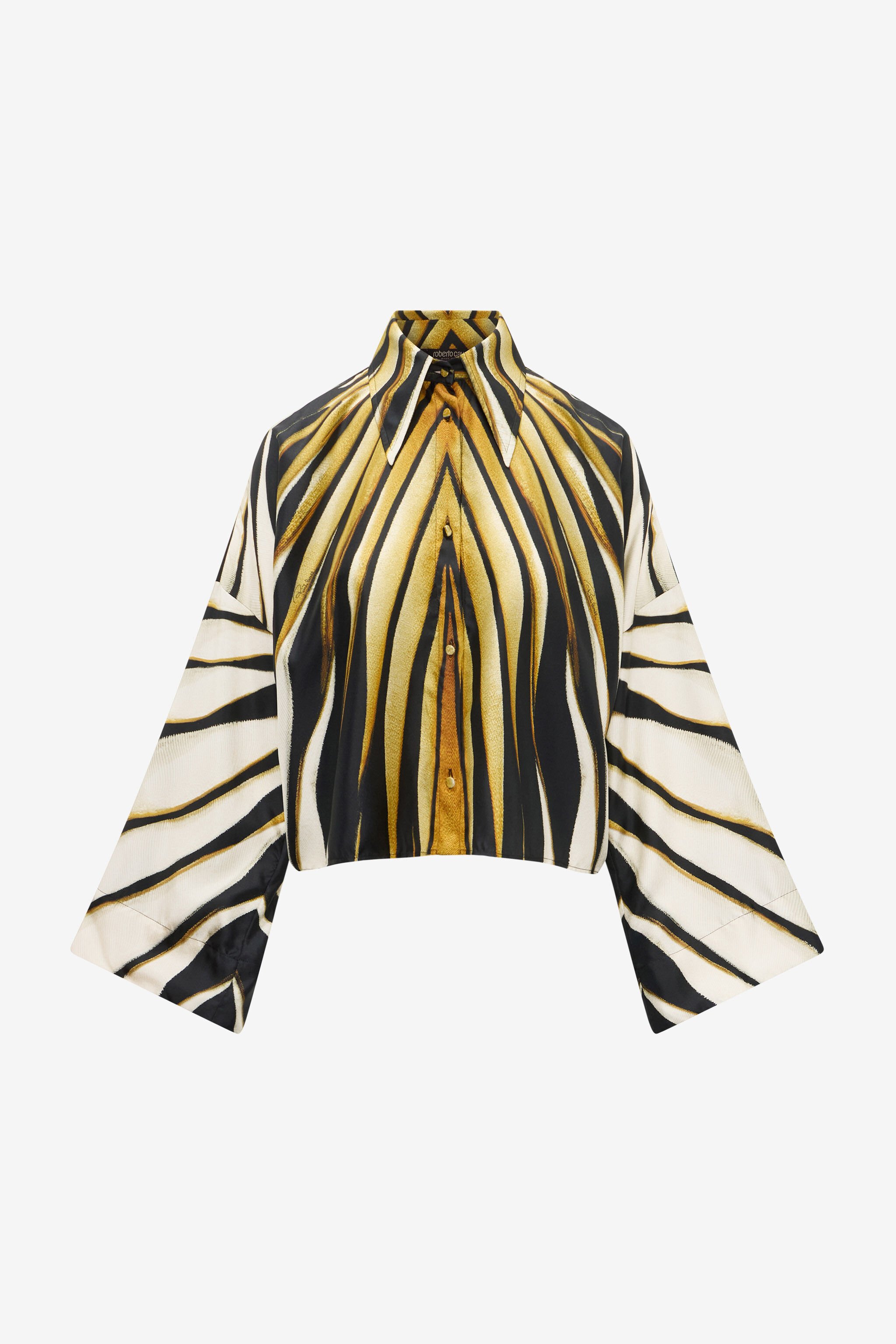 RC Ray Of Gold Print Silk Shirt Gold TKT700-4QM33