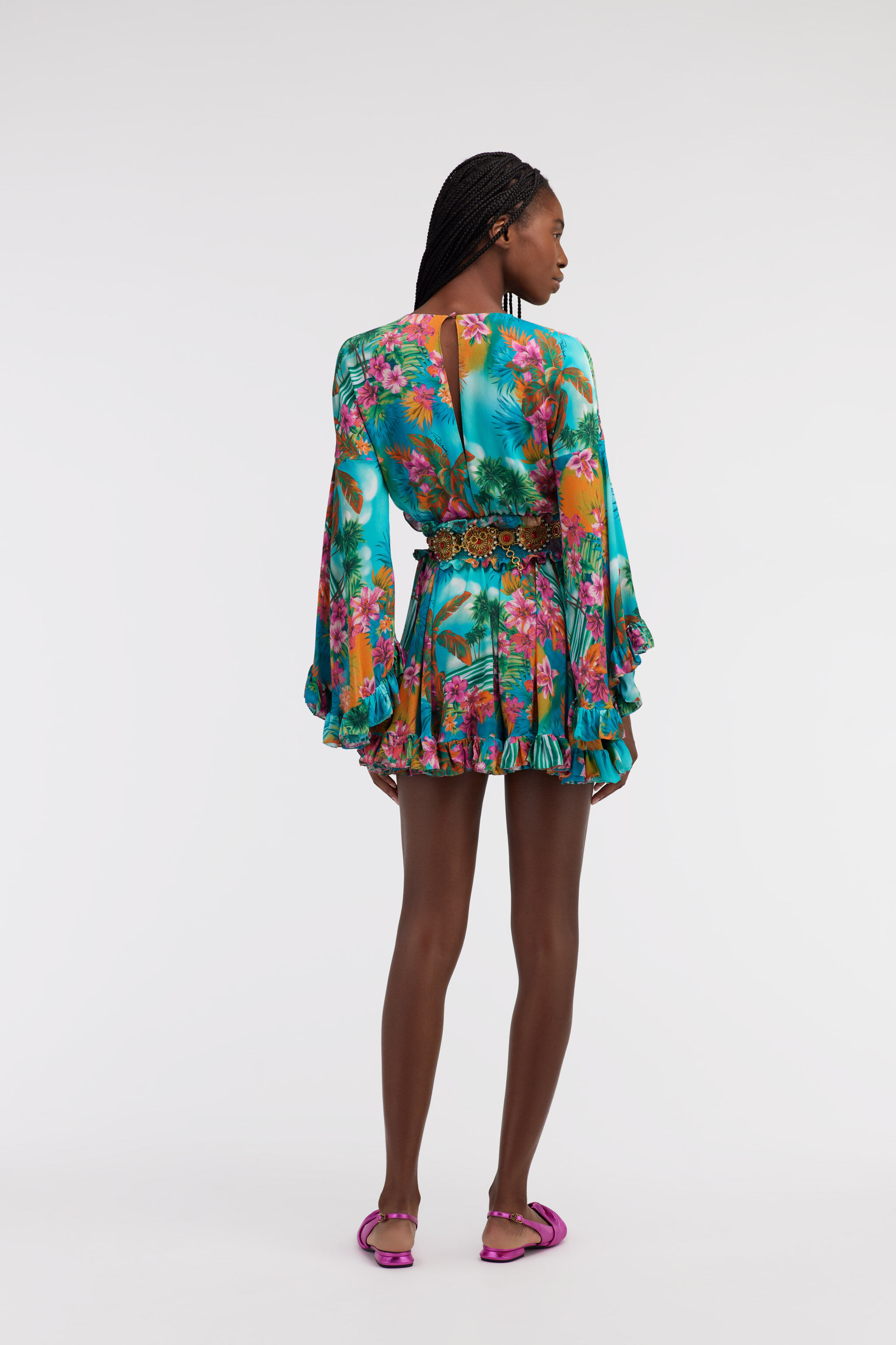 RC Mini dress Hawaii print Azul claro SKT126-7HI84