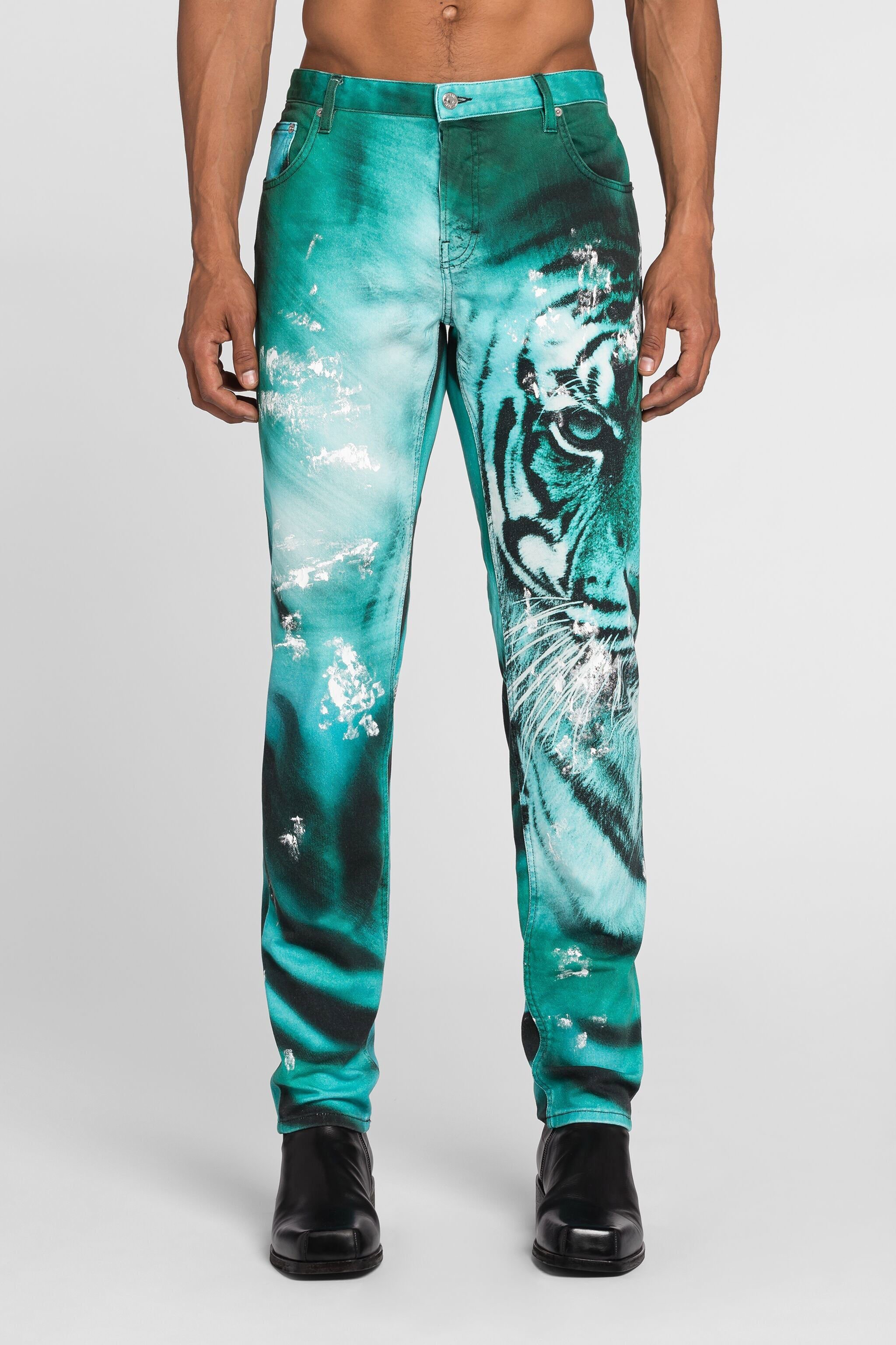 RC Tiger-Print Skinny Jeans Light blue PRJ256-DAE41