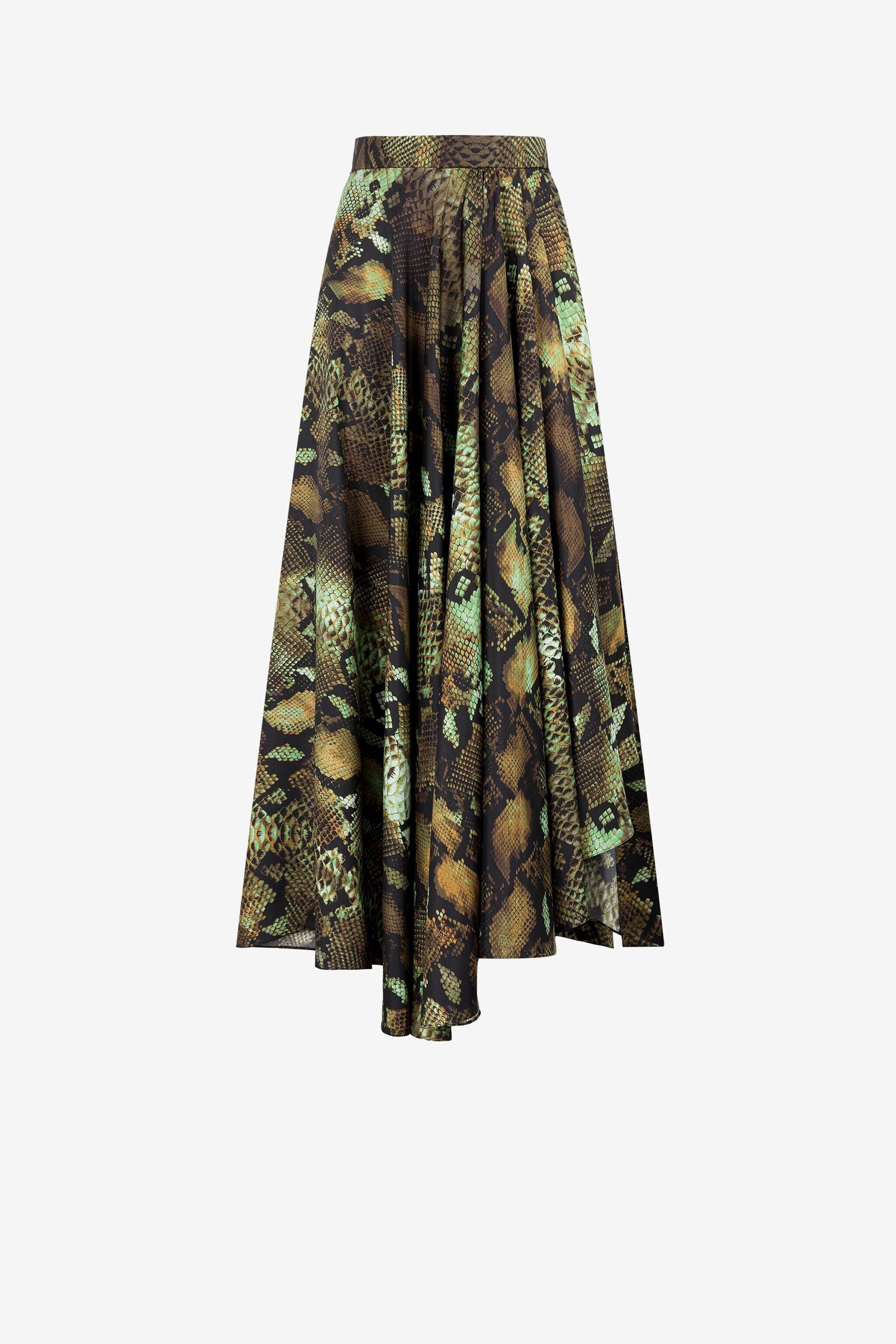 RC Python-Print Silk Skirt NATURALE/MILITARE PKT313-4QE38