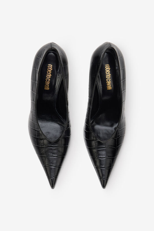 RC Black Croc-Embossed Pump With Monogram RC BLACK SOS00P-PZ037