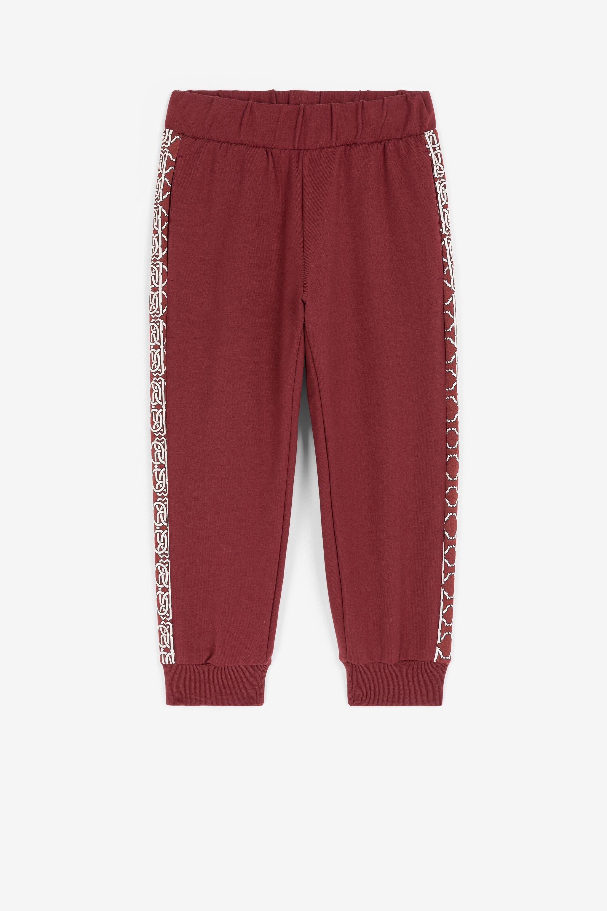JU Jogginghose mit RC Monogramm-Druck Dunkelrot PJT294-CF050