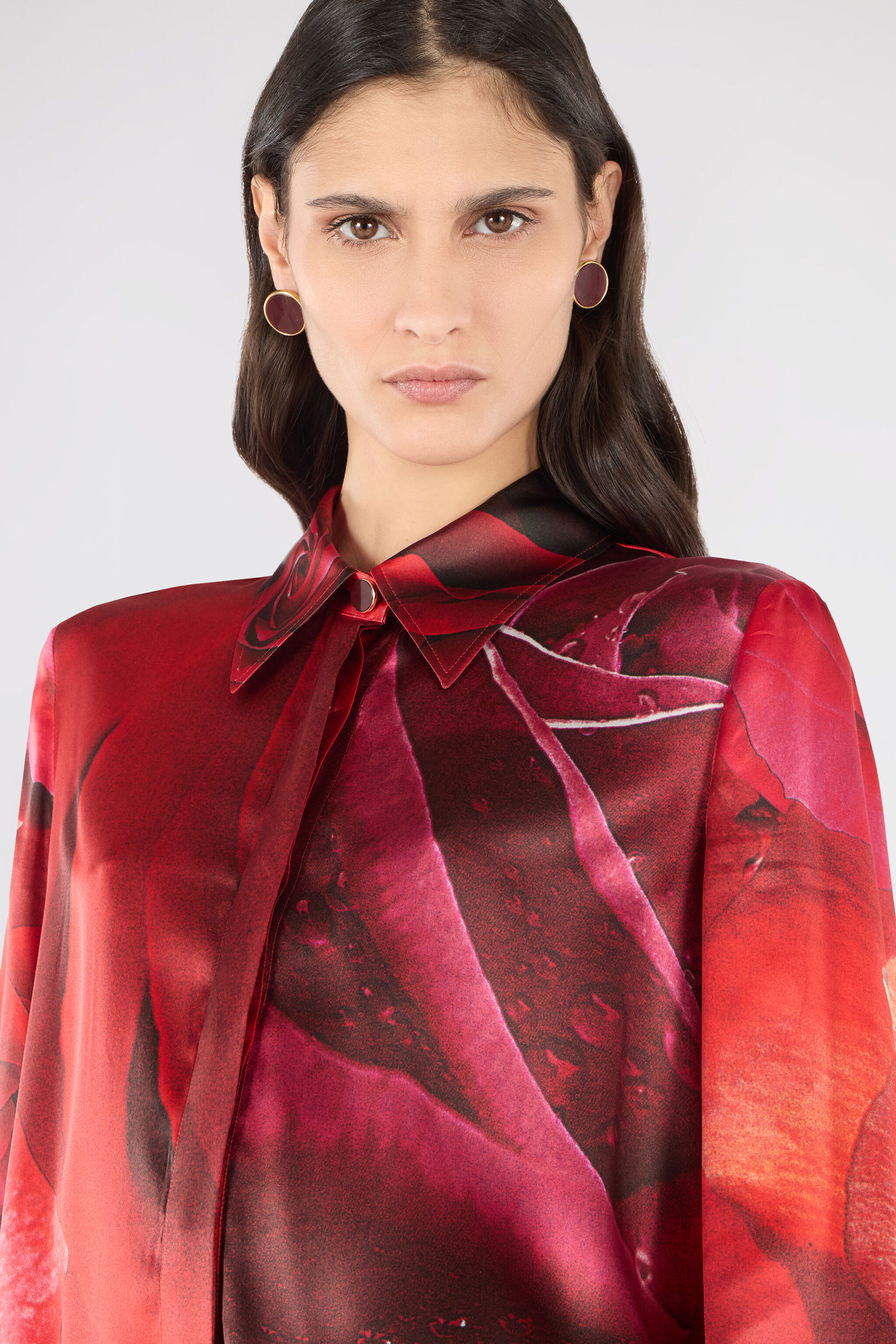 RC Miniblusenkleid mit Print Rose Rot UKT131-RYN48