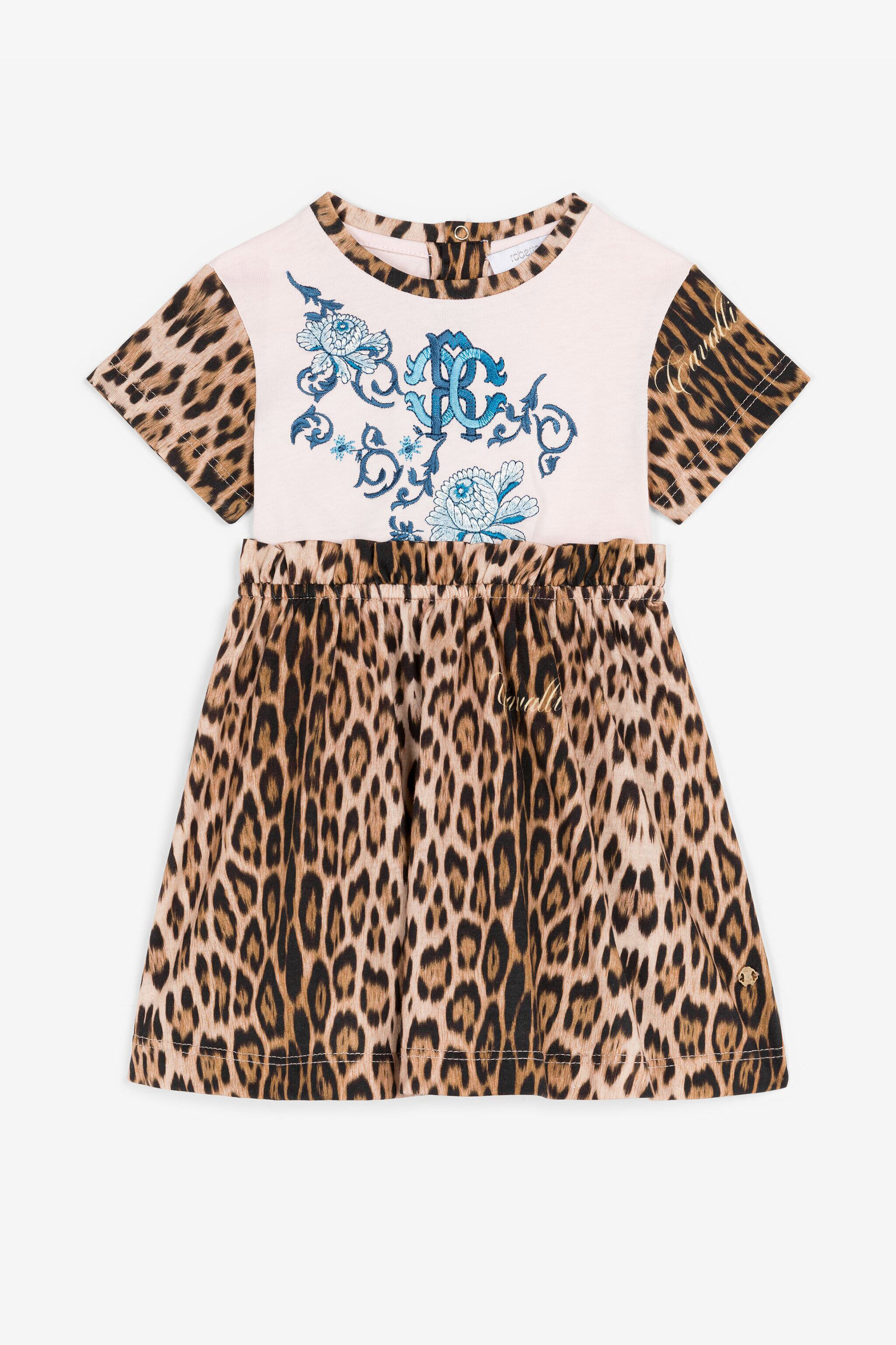 JU Abito con Monogram RC e stampa Leopard Marrone chiaro RJT101-JD001