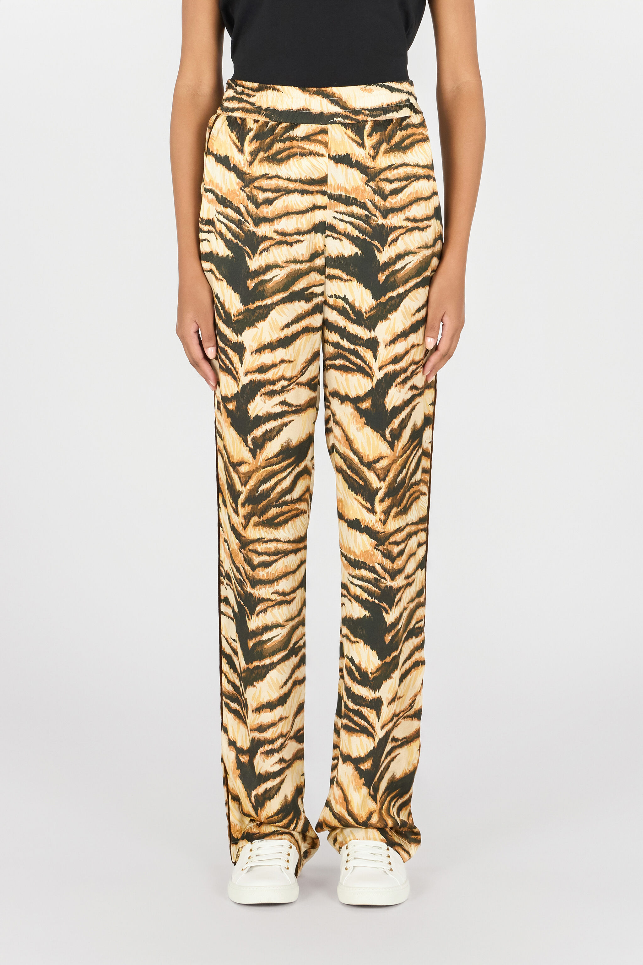 RC High-waisted tiger-print trousers Hellbraun RKT210-SZH36