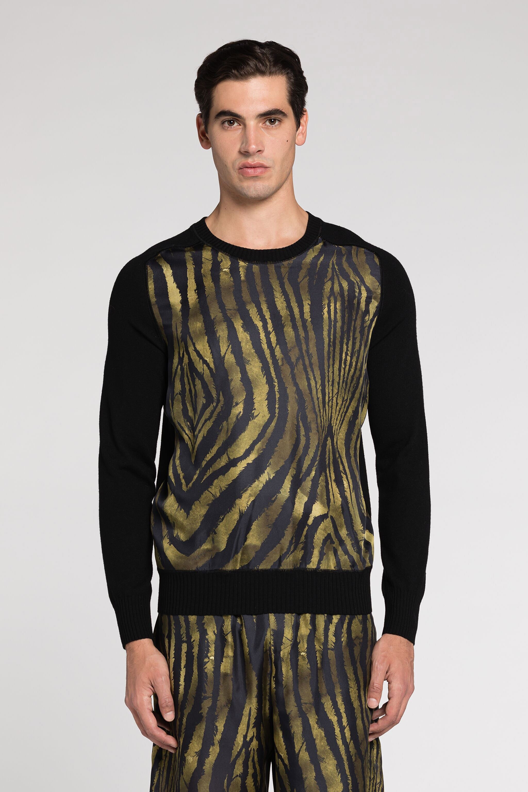 RC Freedom-Print Panelled Sweater Dark green/Black RRM622-MW001