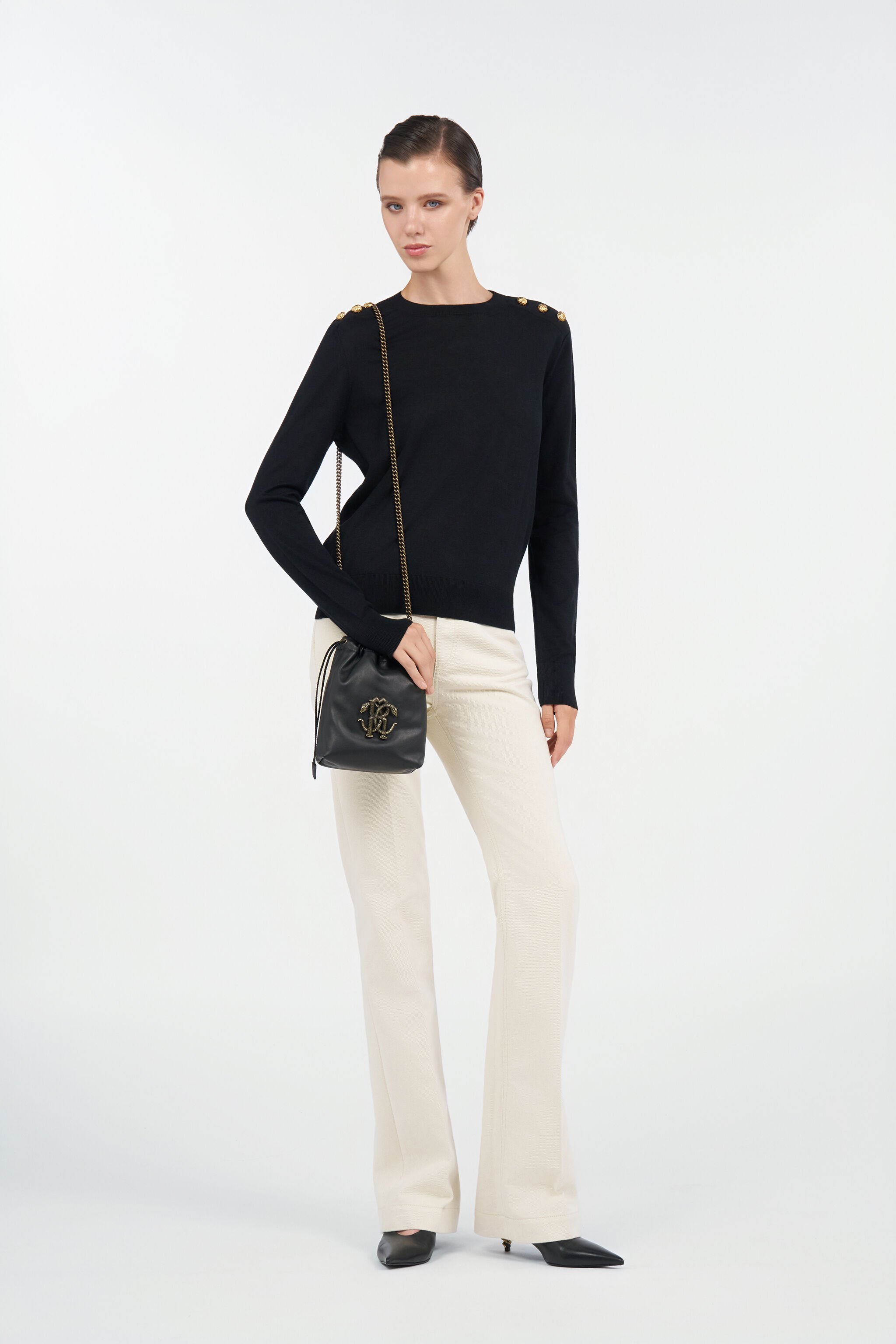 RC Sweater with gold buttons RC Sweater with gold buttons Nero UWM610-WH003