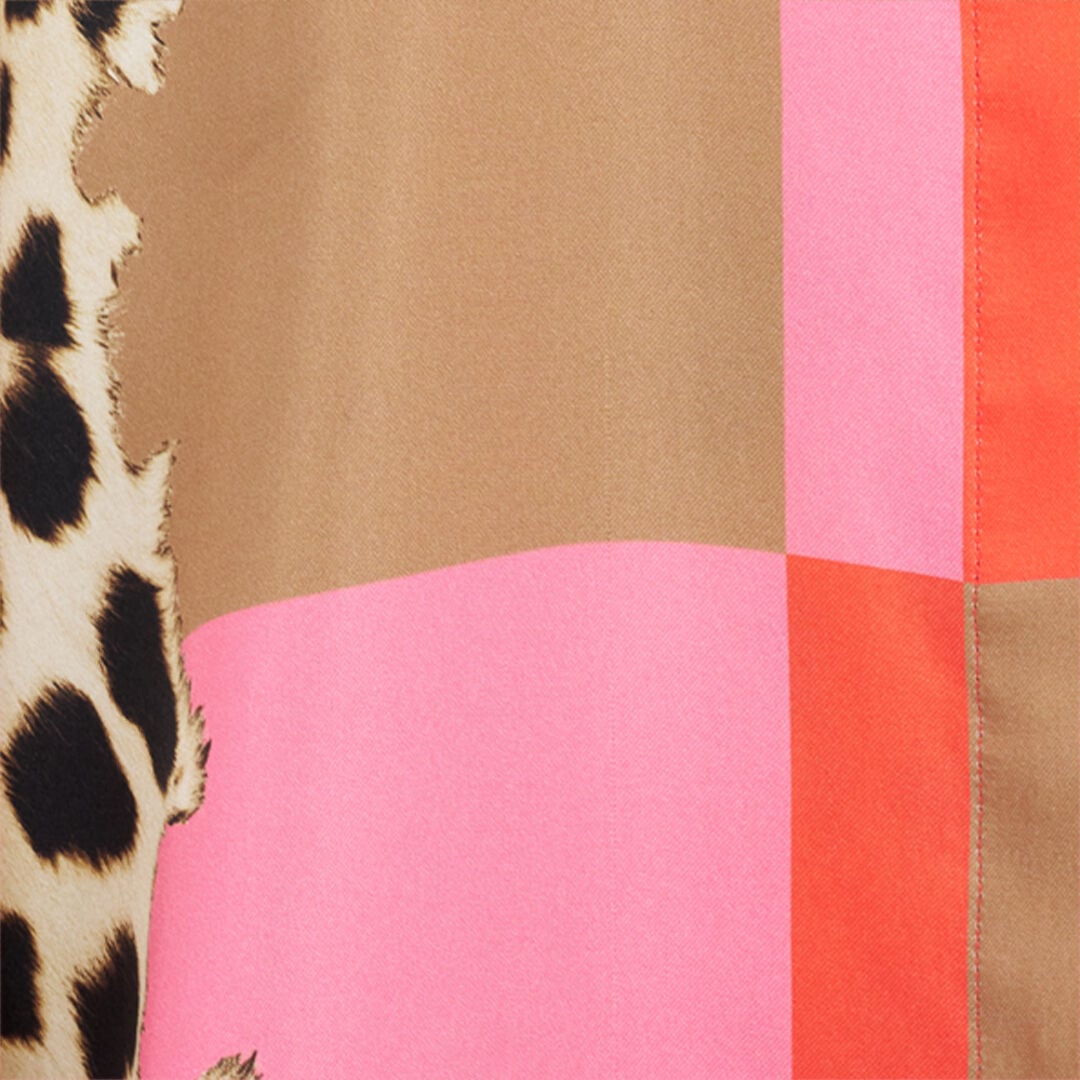 RC Cavalli Pop Print Silk Dress CORAL RED WQT160-OZR33