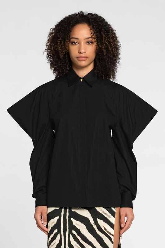RC Chemise en coton à manches bouffantes BLACK OQT703-CH001