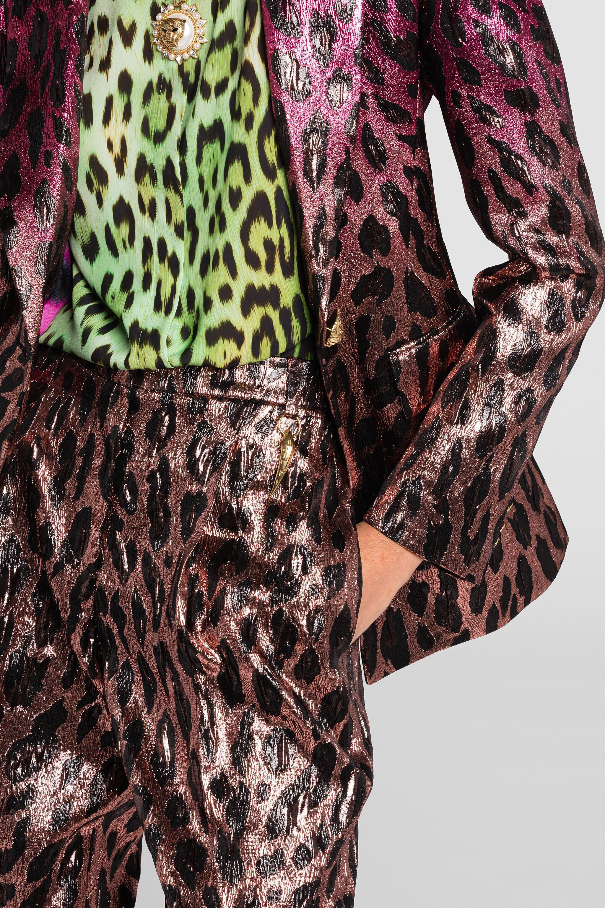 RC Animal-print lamé cropped trousers PINK/FUXIA QKT206-FY069