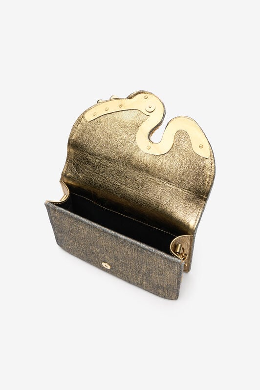 RC Golden Brushed-Effect Bag with Snake Motif GOLD WWB001-VZ010