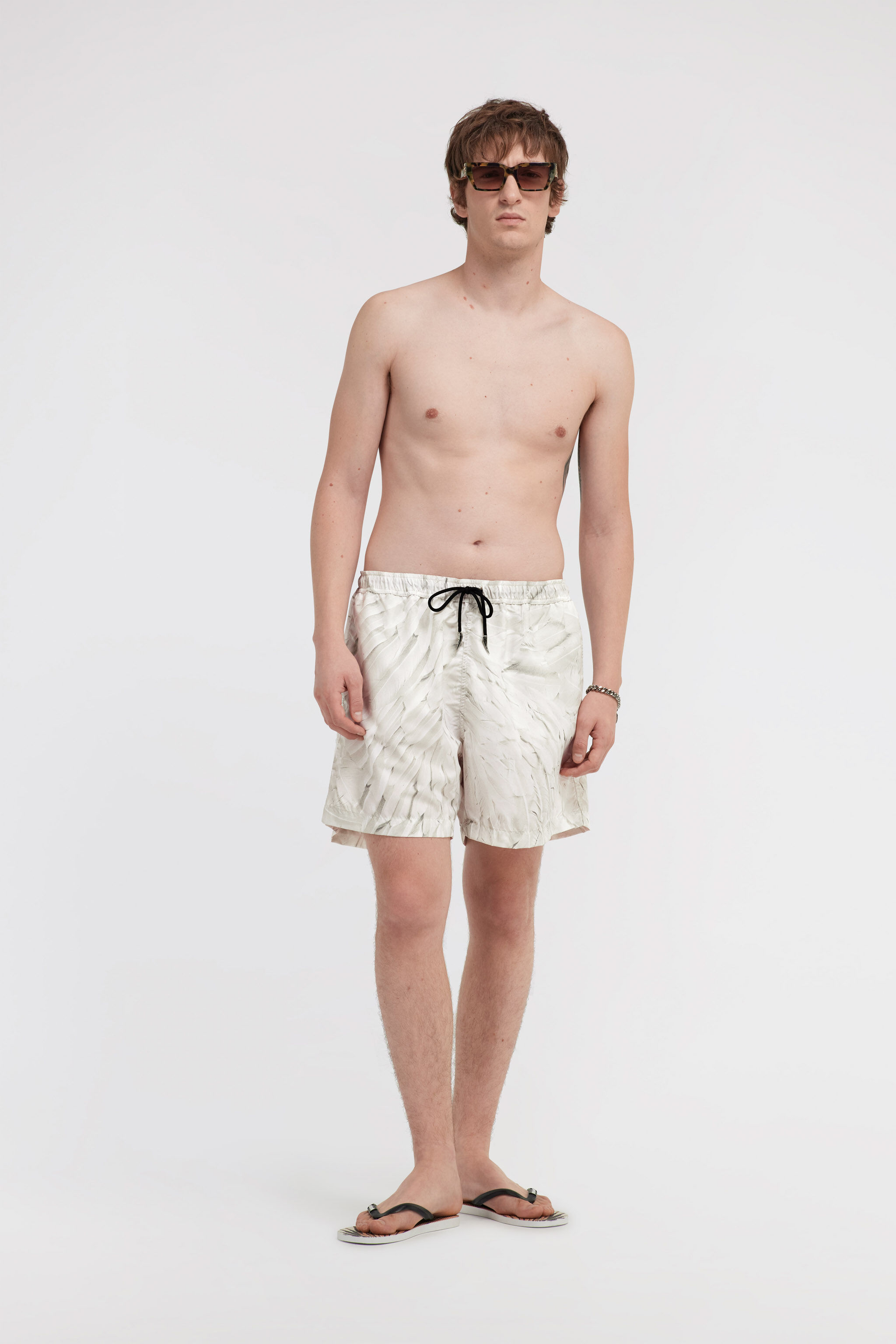 RC Badehose mit Ice Feathers-Print Weiß SMT00A-5RL74