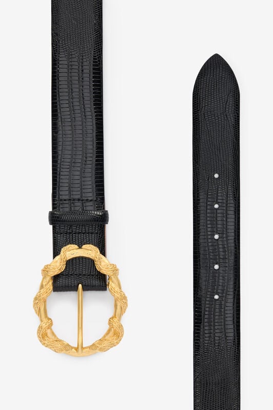 RC Cintura Nera Con Stampa Cobra E Fibbia Serpenti RC Cintura Nera Con Stampa Cobra E Fibbia Serpenti Nero VWC001-PZ119