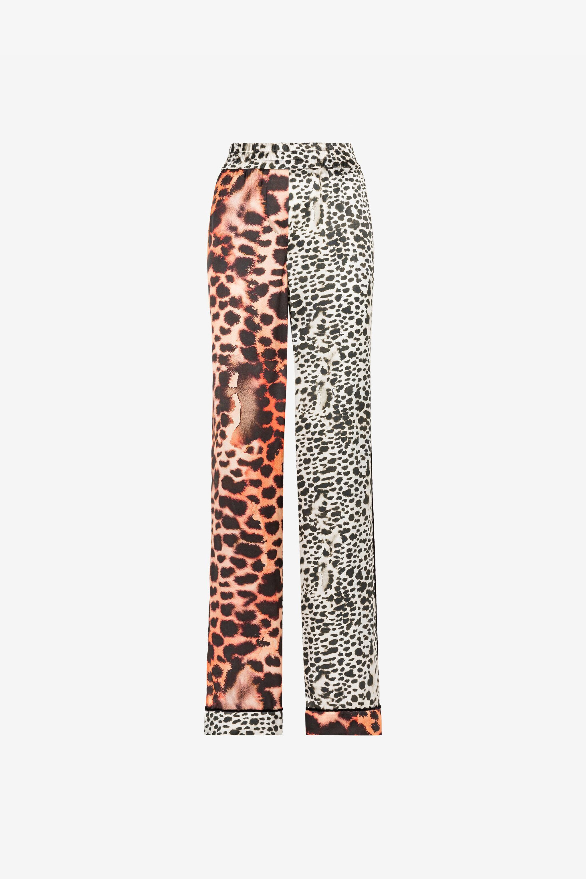RC Pantalon En Mélange De Soie Imprimé Murena Orange QKT210-SZF49