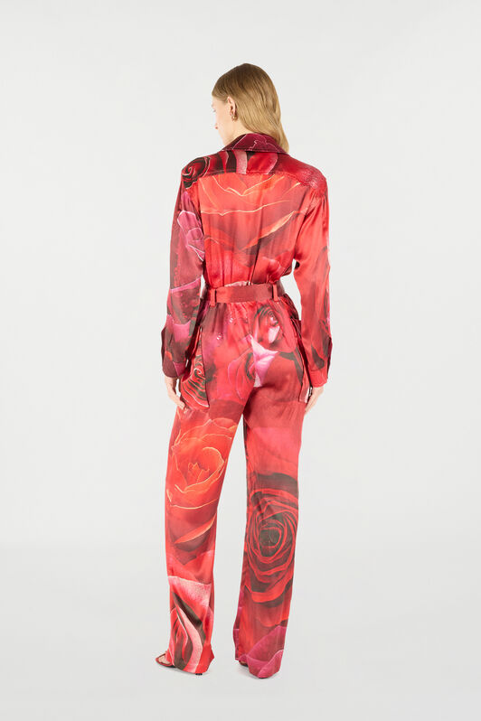 RC Combinaison Chemise À Imprimé Roses Rouge UKT100-RYN48