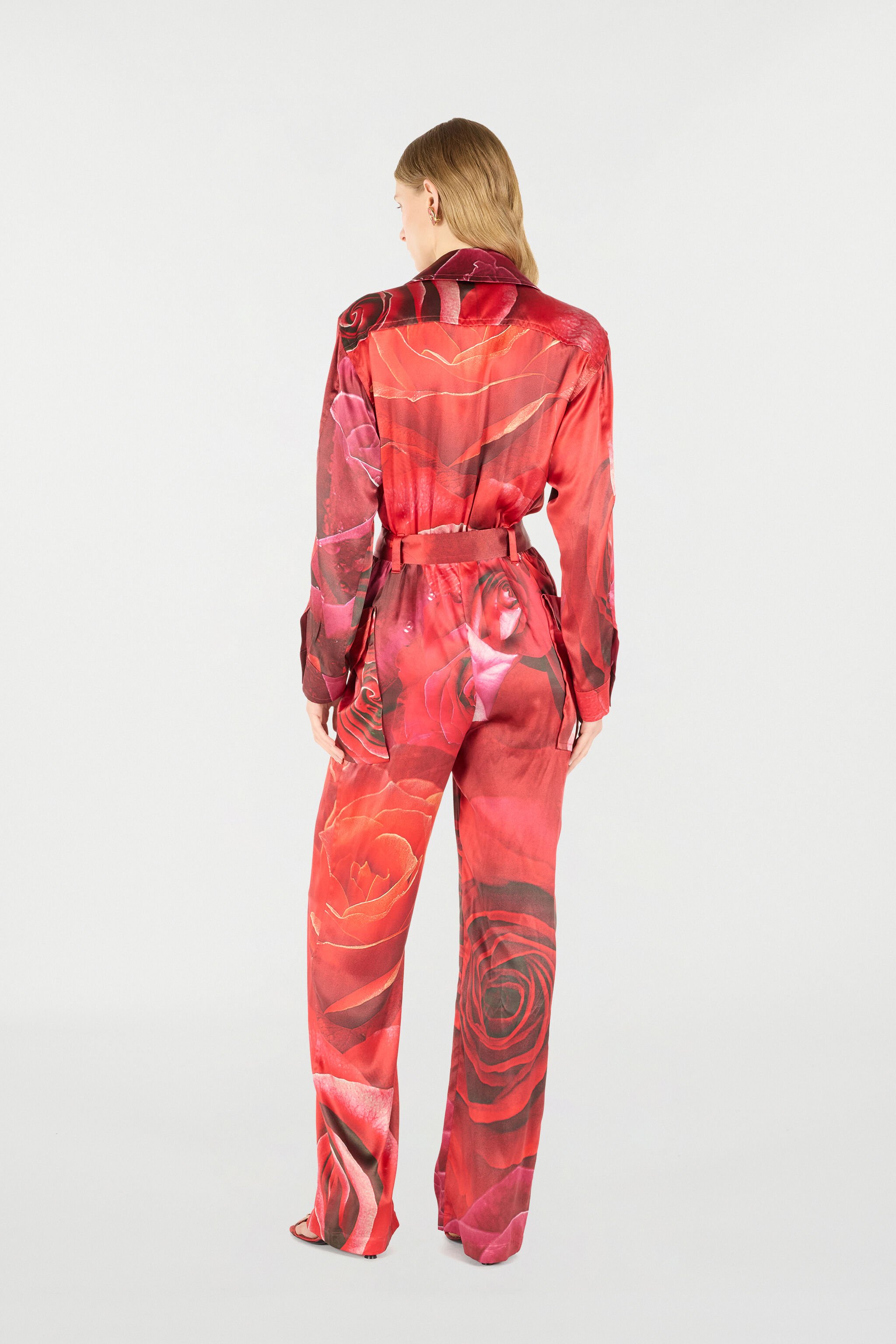 RC Combinaison Chemise À Imprimé Roses Rouge UKT100-RYN48