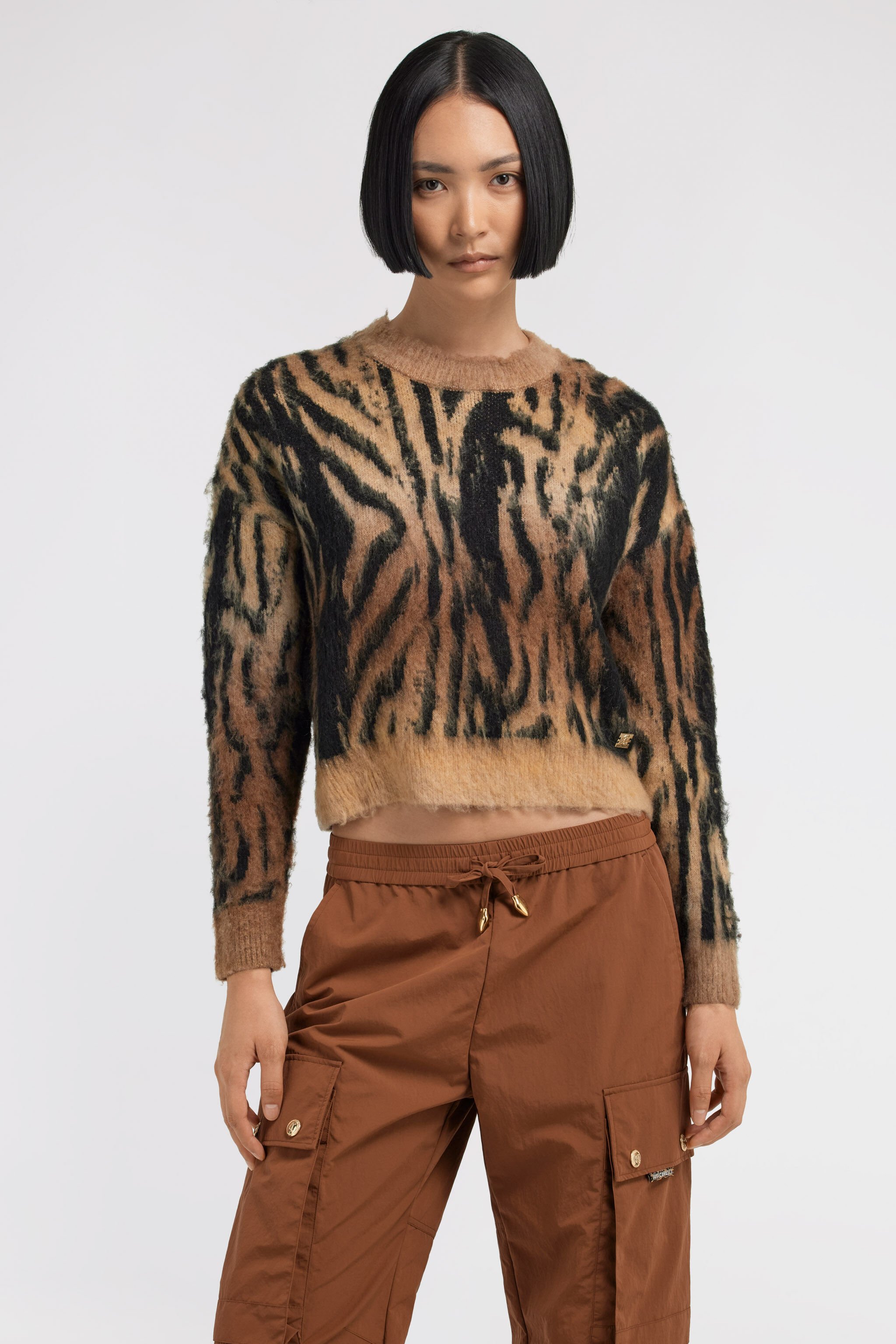 JC Just Cavalli crew neck sweater Light Brown TFM017-TF142