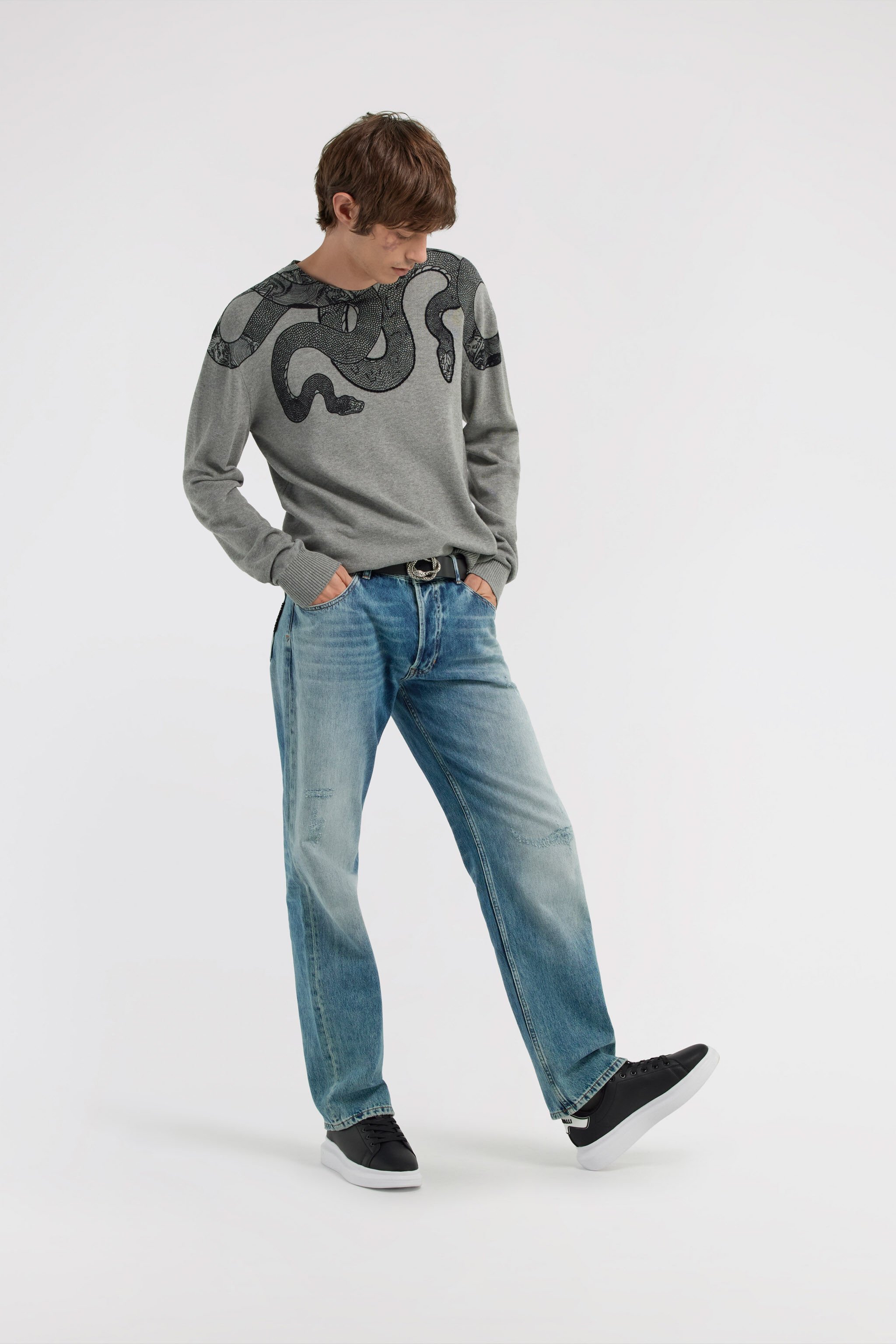 JC Just Cavalli crew neck sweater Gris TFM005-TF025