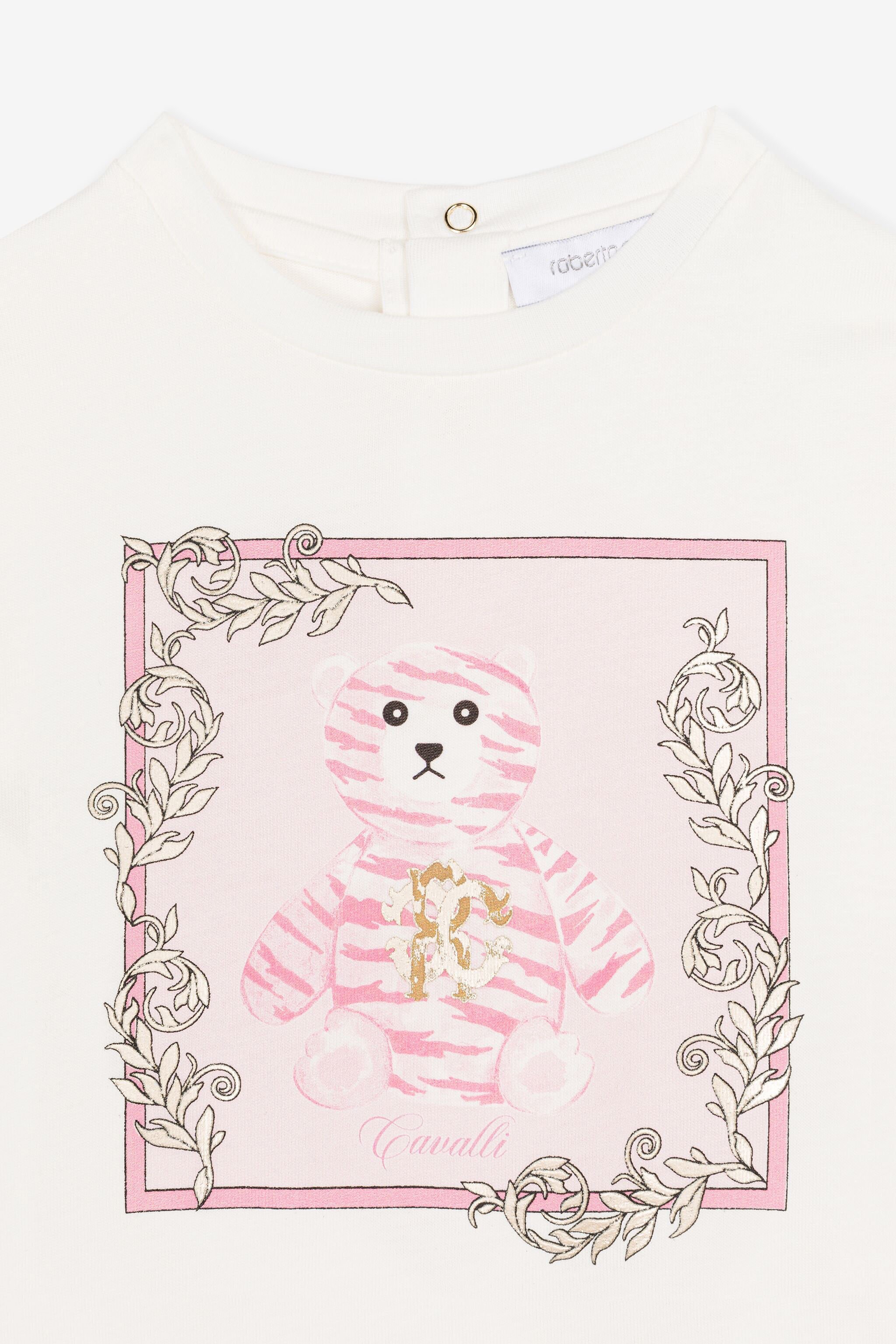 JU Teddy Bear-Print Cotton T-Shirt White RJT607-JD001