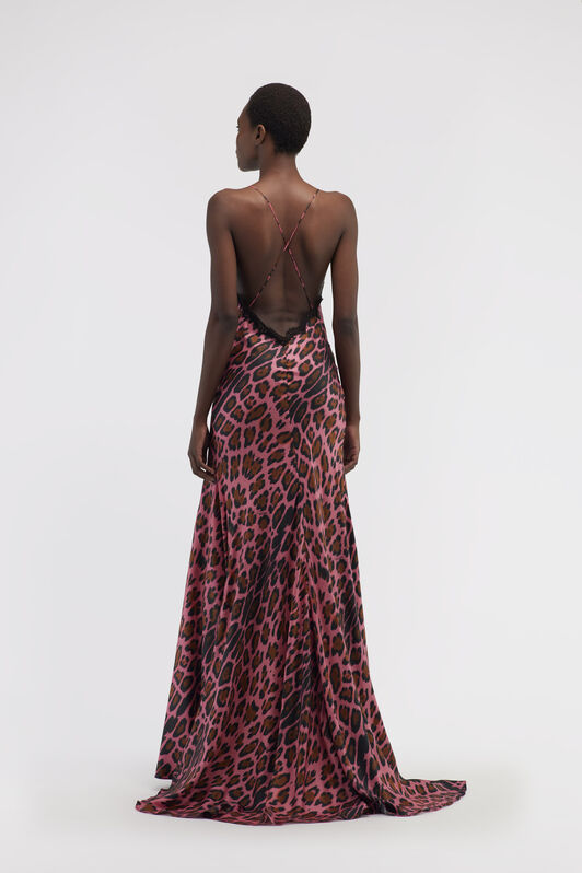 RC Slip dress with Leopard print Fuchsia RWT138-4QI13