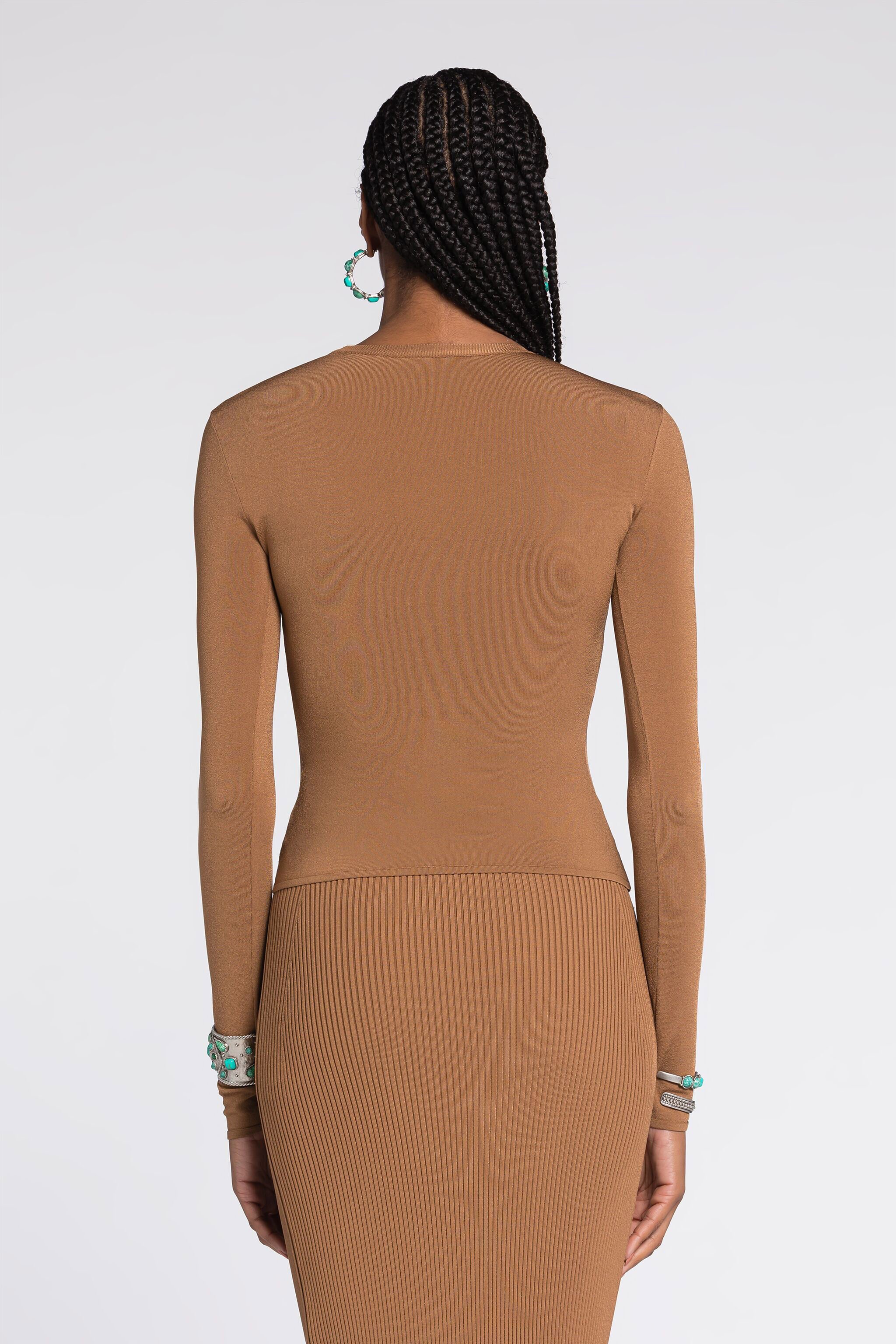 RC Knit top with cut-out Brown RKM606-MG011
